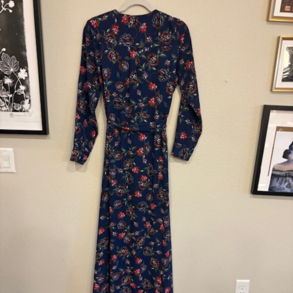 Express Navy Patterned Button Up Maxi Dress - Sz S - image 3